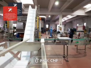 Automatic packaging line3 of frosty food in boxes composed by 4 robots, conveyors and stainless steel structures • Inox Cmp srl©